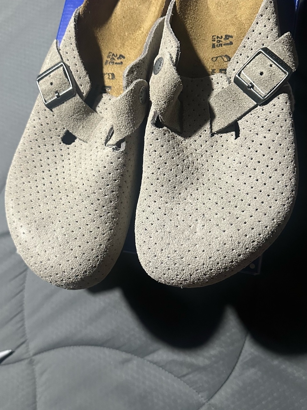 Birkenstock men’s Perforated Suede Clog in grey